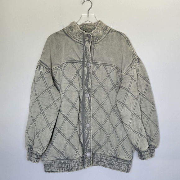 NWT Free People Juno Jacket Laurel Oak Green Boho Quilted Bomber Oversized M - Picture 14 of 14